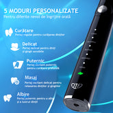 Periuta de dinti electrica, JTF Sonic, P200 (6 capete de periuta,  trusa de calatorit, suport de incarcare), Negru